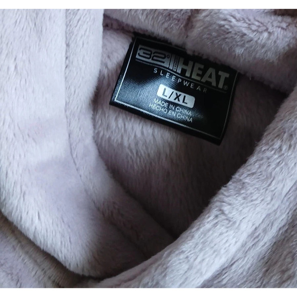 32 Degrees Hooded Lounger Kimono Fleece Velour Lavender Pearl Gown Pocket L/XL - Picture 10 of 10